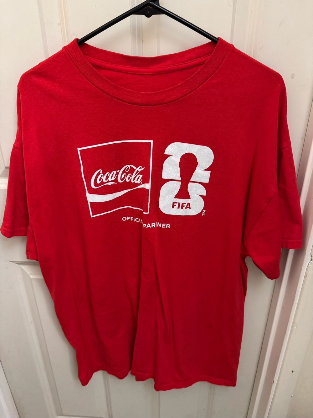 Coca Cola Red Short Sleeve Logo Tee with White FIFA Graphic